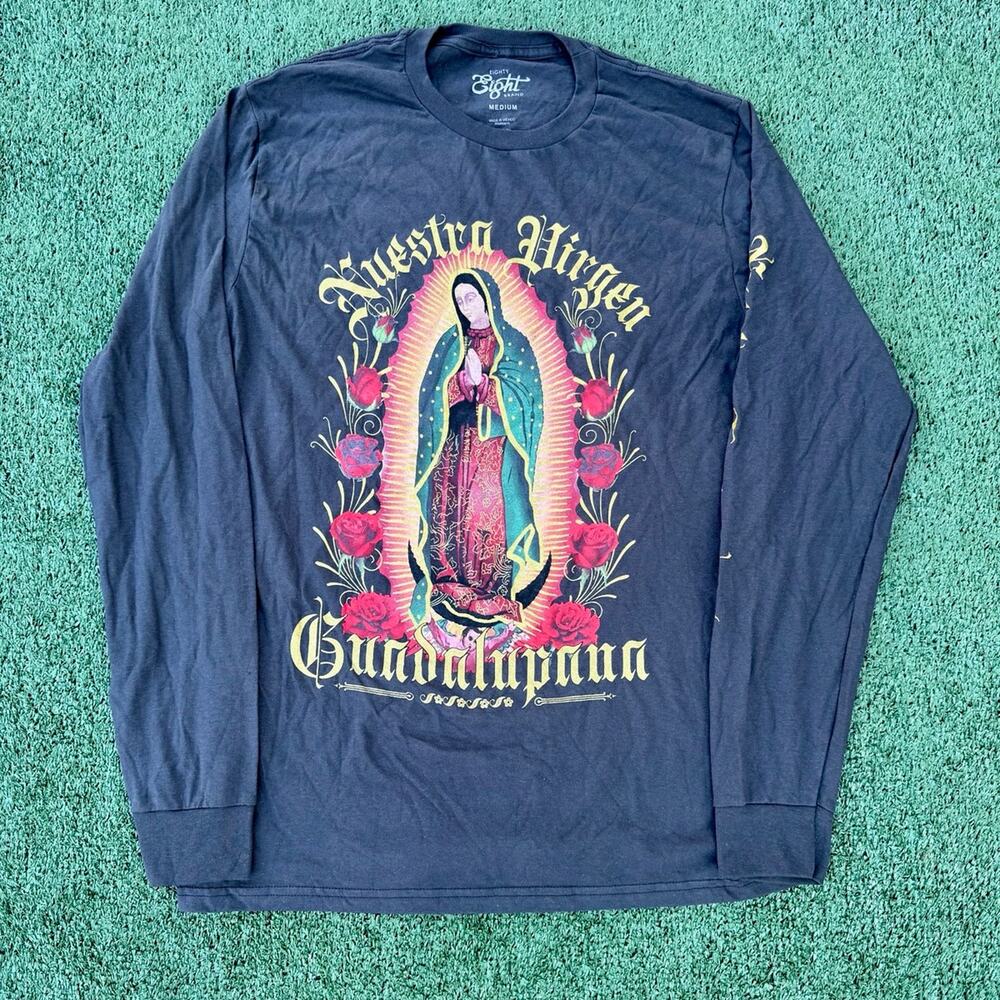 Eighty Eight Brand The Rose Of Guadalupe Sweatshirt Black Long Sleeve